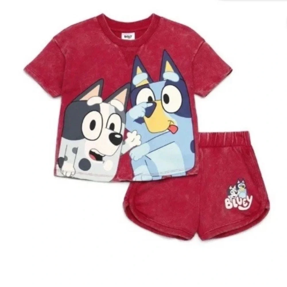Bluey Baby Girls Size 12M Red T-shirt & Shorts Set Summer Bundle Brand New NWT